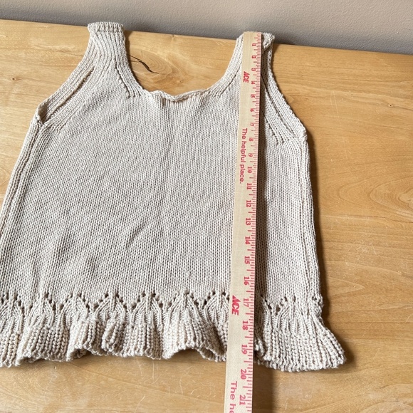 GRADE & GATHER CROCHET KNIT SLEEVELESS SWEATER TANK M BEIGE NEUTRAL CHIC BOHO - Picture 10 of 13